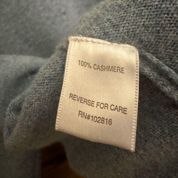 Garnet Hill Size Large Gray Blue Cashmere Braid Detail Pullover Sweater - Picture 10 of 11